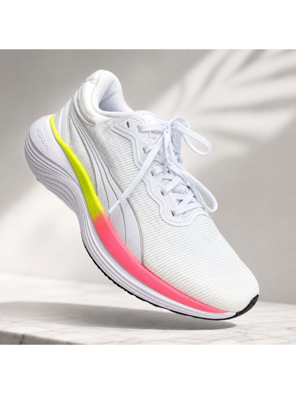 Puma ProSeries Running Shoes Womens Size 8.5 White Pink Yellow Athletic Sneaker
